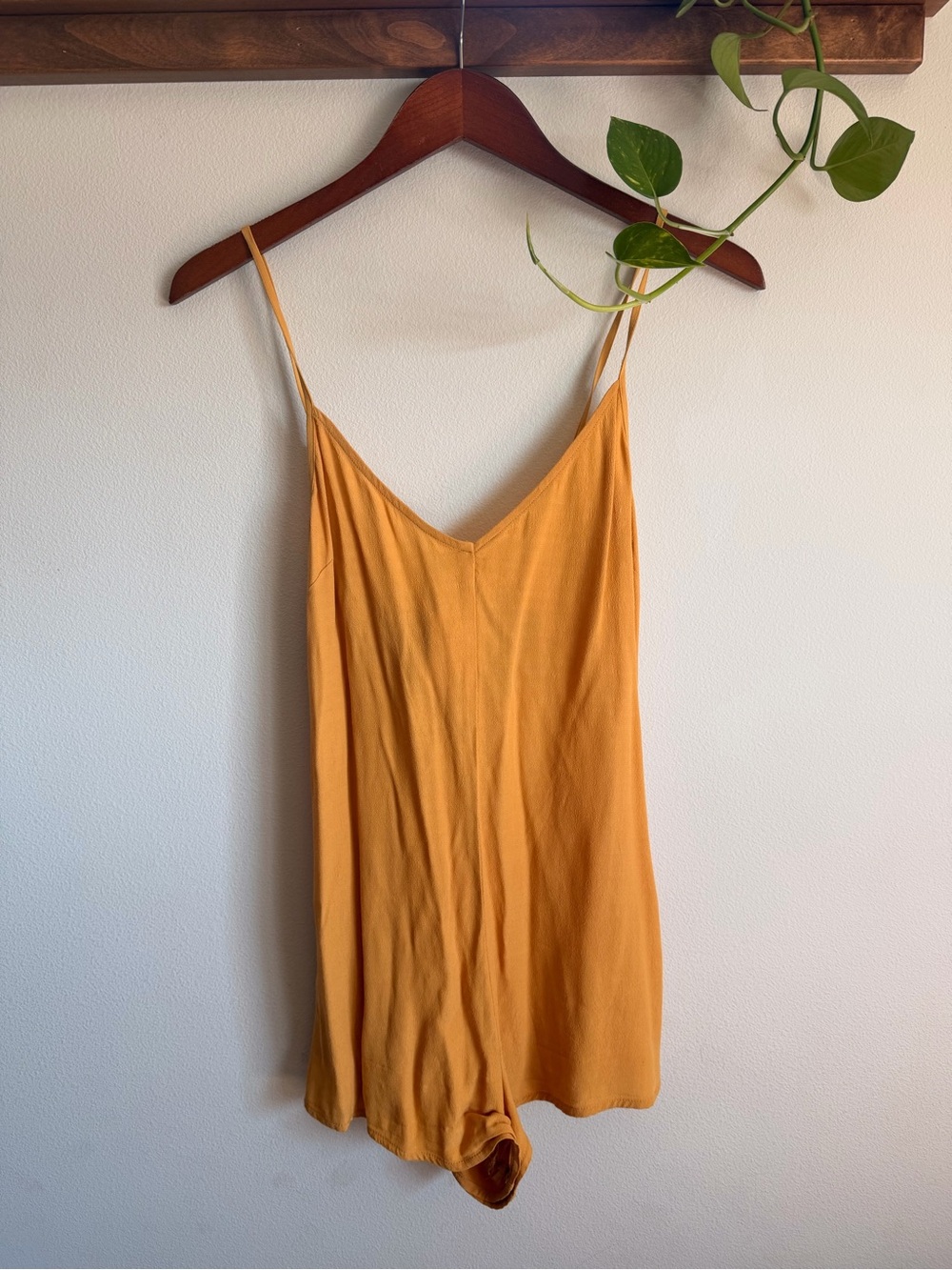 Minimal Spaghetti Strap Romper in Mustard Yellow